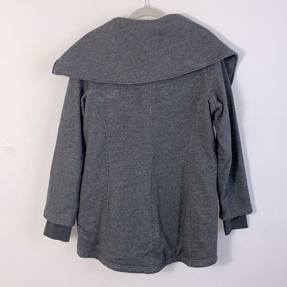 Calia Grey Wide Collar Longline Asymmetrical Zip Up Sweatshirt Fleece Jacket M - Picture 10 of 11